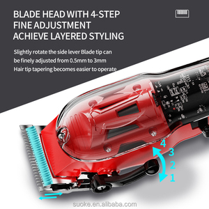 Máquina <span class=keywords><strong>de</strong></span> Peluquería <span class=keywords><strong>Profesional</strong></span> Transparente Recargable por USB para Hombres, Cortadora <span class=keywords><strong>de</strong></span> Pelo Eléctrica Inalámbrica Roja - Product Image 3
