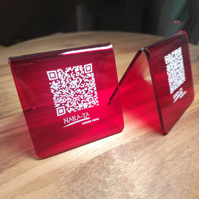 Factory Wholesale QR Code Menu Display Restaurant Tabletop Sign Wedding Table Number Holder Red Acrylic QR Code Table Sign Stand