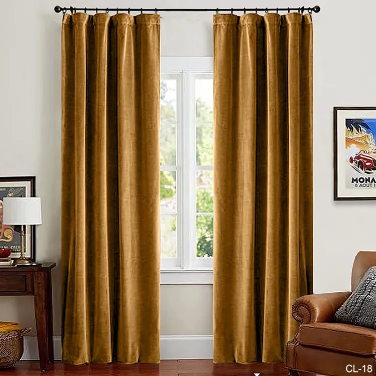 Wholesale Velvet Blackout Luxury Brown Thermal Insulated Drapes Darkening 108 Inches Extra Long Window Treatments Curtains
