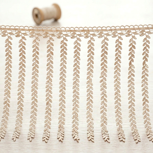 Ribete de encaje con flecos HitJem Export, borde decorativo de algodón con borlas para textiles de moda - Product Image 1