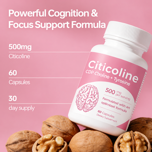 Private Label Citicoline 500mg Capsules with <strong>CDP</strong> Choline L-Tyrosine Brain Health Focus Support OEM Nootropic Supplement Factory - Product Image 2