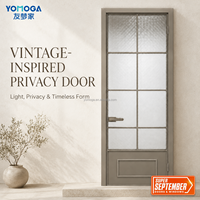 Puerta de Vidrio para Baño con Rejilla de Aluminio, Impermeable, para Interiores de Hoteles, Super September OEM