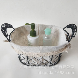 Bobai Metal <b>Storage</b> <b>Basket</b> <b>Rectangle</b> Canvas Lined Durable Office Organizer Multi Functional <b>Basket</b> - Product Image 4