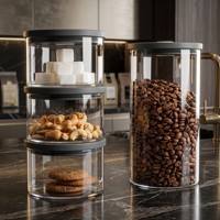 Pot de conservation sous vide en verre de qualité supérieure, sans BPA, hermétique, transparent, pour la conservation des aliments dans la cuisine, passe au lave-vaisselle, anti-fuite