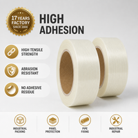 Ruban en maille de fibre de verre de 0,15 mm, résistant à la chaleur 80°C, pour l'emballage, le regroupement et le jointement de tapis, longueur personnalisée