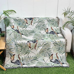 Couverture tissée Gobelin Bohème Flora et Fauna, style européen-américain, portable et pliable, vente en gros, haute qualité, personnalisable - Product Image 1