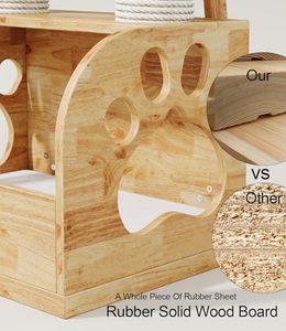 Arbre à chat moderne en bois massif, tour à chat de luxe <span class=keywords><strong>avec</strong></span> poteau à gratter, maison d'arbre à chat naturelle <span class=keywords><strong>avec</strong></span> coussins lavables - Product Image 5