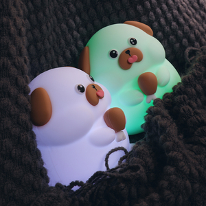 Lámpara de Escritorio LED RGB Recargable de 6V con Intensidad Regulable, Linda Lámpara Nocturna Moderna con Diseño de Cachorro de Dibujos Animados, Material de Silicona, Decoración para el Hogar, Juguete para Bebés - Product Image 4