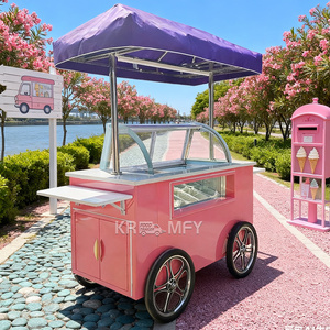 Chariot de Glaces et Gelatos Remorquable, Résistant à la Rouille, à 4 Roues, pour Fast-Food et Vente Ambulante, avec Congélateur Intégré - Product Image 1