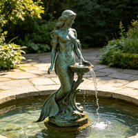 Statue de fontaine sirène en bronze sur mesure de grande taille, sculpture aquatique pour la décoration de villas et de terres de famille