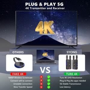 Syong 4K không dây <span class=keywords><strong>HDMI</strong></span> Extender 400M tầm xa 2.4G/5.8GHz không có sự chậm trễ máy phát và máy thu cho máy ảnh máy quay video - Product Image 5