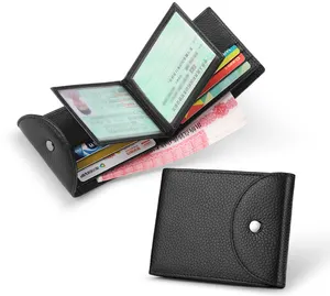Toptan hakiki deri cüzdan erkekler RFID engelleme sürücü belgesi kartlıklı cüzdan