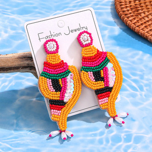 Beautiful Boho Hand-Braided Rice Beaded Earrings <strong>Crab</strong> Lobster Tropical Fish Dangle Earrings Summer Beach Fun <strong>Jewelry</strong> for Women - Product Image 3
