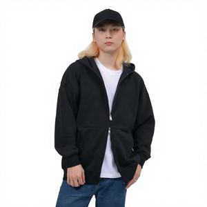OEM Heavyweight 400gsm French Terry Zipper-Up Lined Drop Shoulder Men's Hoodie with Double Zipper Polyester/Cotton Loose Fit - Product Image 2