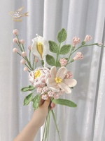 Bouquet de fleurs au crochet fait main : Calla, Pivoine, Fleurs artificielles tricotées, Bouquet de fleurs éternelles en fil, Décoration de mariage et de maison