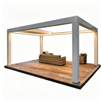 Pergola rétractable motorisée électrique en aluminium de luxe européen 20x20 avec éclairage solaire LED, écologique, pour jardin, arrière-cour et gazebo