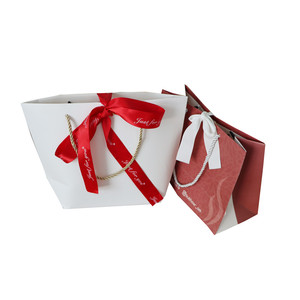 Customised Logo Printed Paper Bag Personalized <b>Wedding</b> Gift Packaging Paper Bags With <b>Ribbon</b> - Product Image 2