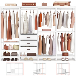 <span class=keywords><strong>Armoire</strong></span> d'angle autoportante en bois robuste de grande taille en forme de L avec 3 tiroirs, design moderne pour chambre à coucher - Product Image 1