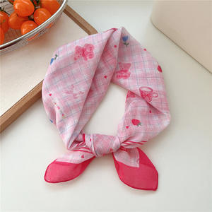 Mode coloré fleur imprimé <span class=keywords><strong>court</strong></span> petit carré écharpe 55*55cm doux coton sensation chanvre cou cravate tête carrée <span class=keywords><strong>cheveux</strong></span> Bandanas - Product Image 4