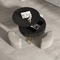 ATUNUS – meuble de maison, gain de place, rangement, Convertible, amovible, rotatif, rond, en ardoise, Table basse
