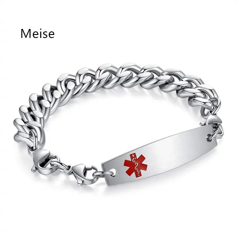 Yiwu Meise Engraving Medical Alert Interchangeable Chain Adjustable Stainless Steel Medical Bracelet