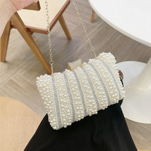 Vintage Pearl Women Handbag Evening Bag Luxury <b>Wedding</b> Bridal Ladies <b>Clutch</b> Chain White Shoulder Dress Dinner Bag - Product Image 5