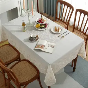 现代防水防油可洗桌垫花边长方形塑料家居桌布