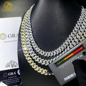 Ensemble de bracelet chaîne cubaine en argent 925 de luxe, serti de diamants, <span class=keywords><strong>testeur</strong></span> de diamants, hip-hop de Miami, moissanite, couleur VVS D, personnalisé - Product Image 1