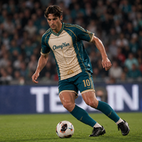 Camiseta de Fútbol Retro Art Deco en Verde Azulado y Dorado, Camiseta de Fútbol con Diseño Geométrico de Rayos de Sol, Elegante Camiseta de Fútbol Vintage