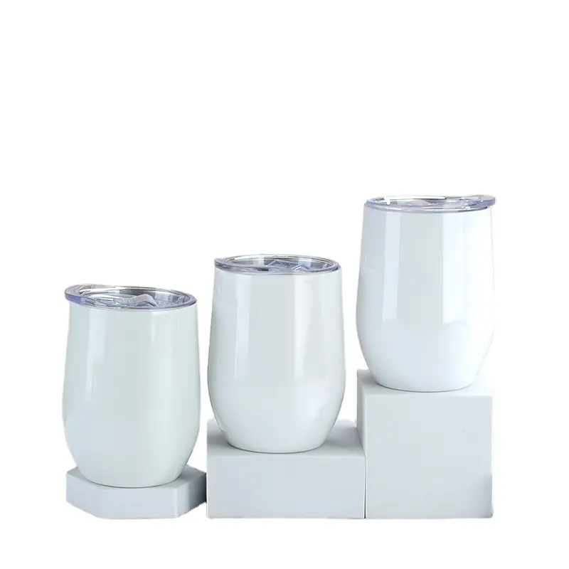 Light sublimation 12oz eggshell cup inside and outside 304 stainless steel wine thermos car U-shaped egg cup