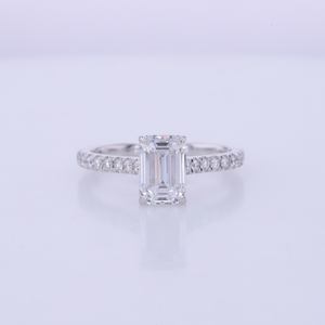 Starsgem-Bague de fiançailles pour femme en or massif 10K 14K Moissanite 6X8mm taille émeraude - Product Image 1