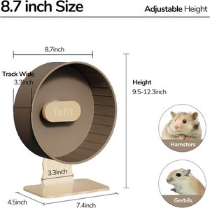 Tafit Super-Silent <b>Wheels</b> Dual-Bearings Quiet Spinner Height Adjustable for Gerbils Syrian Hamster Cage Accessories - Product Image 5