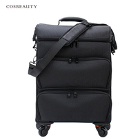 KONCAI Nouvelle Valise à roulettes professionnelle pour maquillage et manucure, Trolley de rangement pour cosmétiques