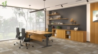 Bureau motorisé en forme de L au design moderne IULTRA avec gestion des câbles Chemin de câbles caché à double moteur pour un espace de travail sans encombrement