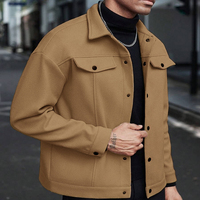 Blouson Bomber Vintage Homme PASUXI Coupe-Vent Col Roulé Toile Hiver Sport Décontracté Vêtement d'extérieur Personnalisé Chaud Bouton Simple Avant