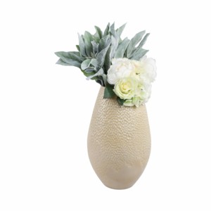 Vaso in ceramica moderno con bordo smerlato, forma aperta arrotondata decorativa per soggiorno, camera da letto, decorazioni per la casa - Product Image 2