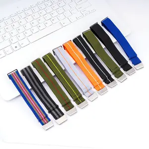 Eco-Friendly Outdoor Elastic Parachute Rope Woven Sports Watchband 18mm 20mm 22mm Ribbed Nylon Wrist Watch Bands Watch Strap