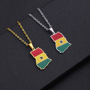 Collar con Colgante <span class=keywords><strong>de</strong></span> <span class=keywords><strong>Mapa</strong></span> <span class=keywords><strong>de</strong></span> <span class=keywords><strong>Ghana</strong></span>, África, para Hombre y Mujer, Acero Inoxidable, Color Dorado y Plateado, Joyería Africana <span class=keywords><strong>Ghana</strong></span>ína, Regalos - Product Image 1