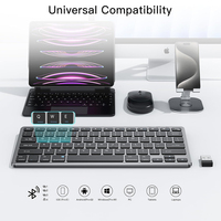 Nuevo Mini Teclado Portátil 3BT 1USB 2.4GHz Conexión Multidispositivo Tipo Tijera Teclas Recargables Retroiluminación RGB Panel Táctil