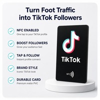 Carte NFC personnalisée TikTok pour réseaux sociaux – Suivez en un clic – Vente en gros PVC OEM/ODM – Faible MOQ pour créateurs, influenceurs, vlogueurs et petites entreprises