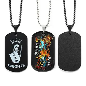 Customizable Black Die Cast Street Cool Mens Metal Necklace Soft Enamel Logo Dog Tag For Men With Free Design