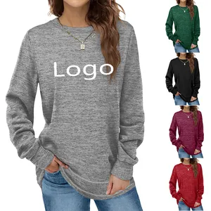 Manufacturer Custom Screen Print Tunic Tops Women Fall Fashion Acid Wash 2024 Vintage Long Sleeve Plus Size Women's Shirts