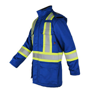 Chaqueta de seguridad de alta visibilidad, abrigo de trabajo de algodón ignífugo para trabajadores químicos, metalúrgicos y petroleros Xk2023 D0045 - Product Image 1