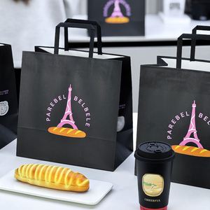 Sac en papier kraft personnalisé pour boulangerie, écologique, biodégradable, jetable, pour emporter, avec impression de votre propre logo - Product Image 2