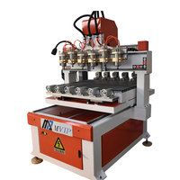 Machine de fraisage CNC miniature multi-têtes 3D 6090 4 axes pour le travail du bois avec 6 broches