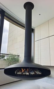 Cheminée à éthanol murale suspendue et poêle flottante d'intérieur en acier au carbone, design contemporain, chauffage pour villas ou hôtels - Product Image 2