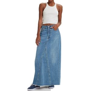 Jupe sur mesure pour femmes, coton de haute qualité, denim bleu délavé vintage, jupe longue pour femmes - Product Image 4