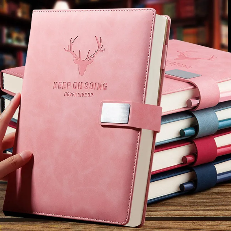Diario libro studenti d'affari copertina in pelle quaderni A5 quaderno con Logo personalizzato con fibbia