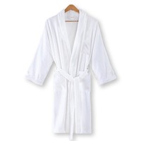 Peignoir de luxe double couche, tissu extérieur lisse, doublure en tissu éponge absorbant, robe de nuit confortable pour hôtel et vente en gros