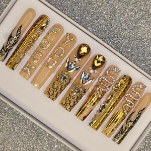 <span class=keywords><strong>Uñas</strong></span> Postizas Acrílicas Francesas Largas Tipo Bailarina <span class=keywords><strong>con</strong></span> Brillantes Estrellas de Diamante, <span class=keywords><strong>Uñas</strong></span> Artificiales Personalizadas al por Mayor - Product Image 5